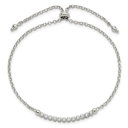 10 Zoll Sterlingsilber Rhodiniert Zirkonia Verstellbar Armband