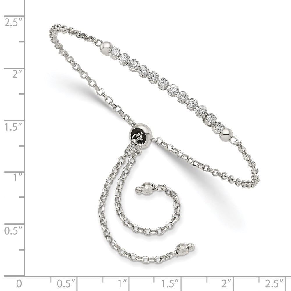 10 Zoll Sterlingsilber Rhodiniert Zirkonia Verstellbar Armband