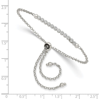10 Zoll Sterlingsilber Rhodiniert Zirkonia Verstellbar Armband