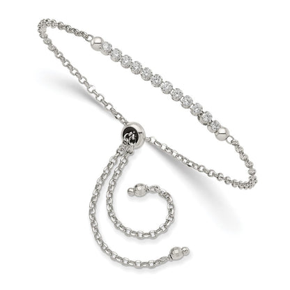 10 Zoll Sterlingsilber Rhodiniert Zirkonia Verstellbar Armband