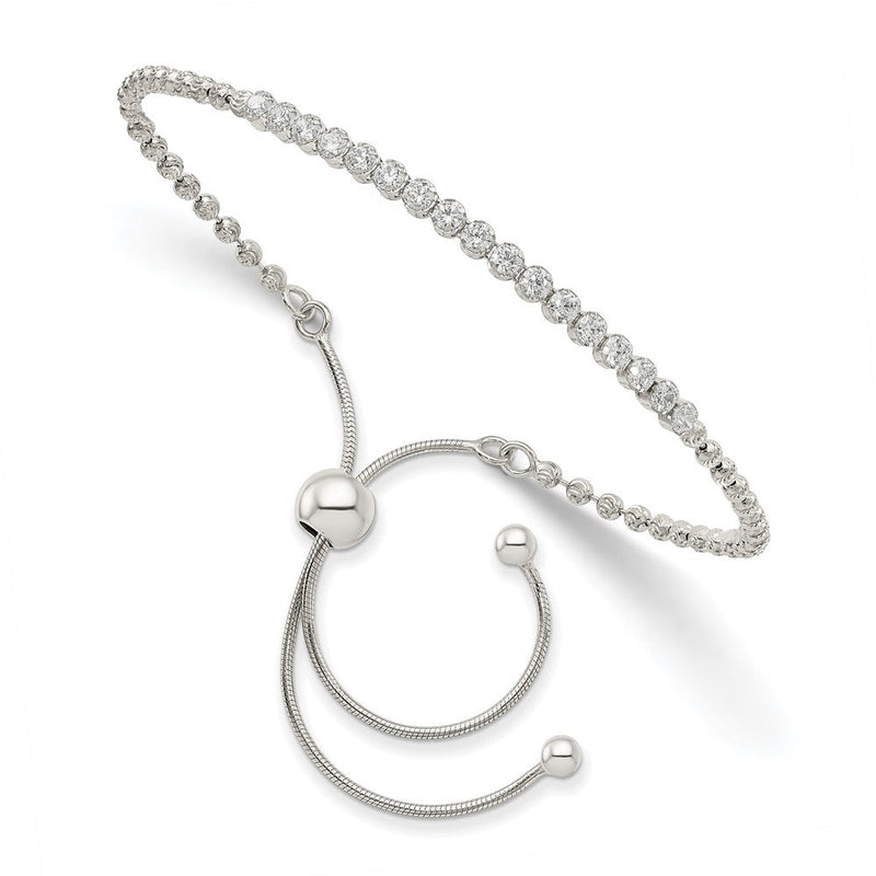 10 Zoll Sterlingsilber Rhodiniert Diamantiert Zirkonia Verstellbar Armband