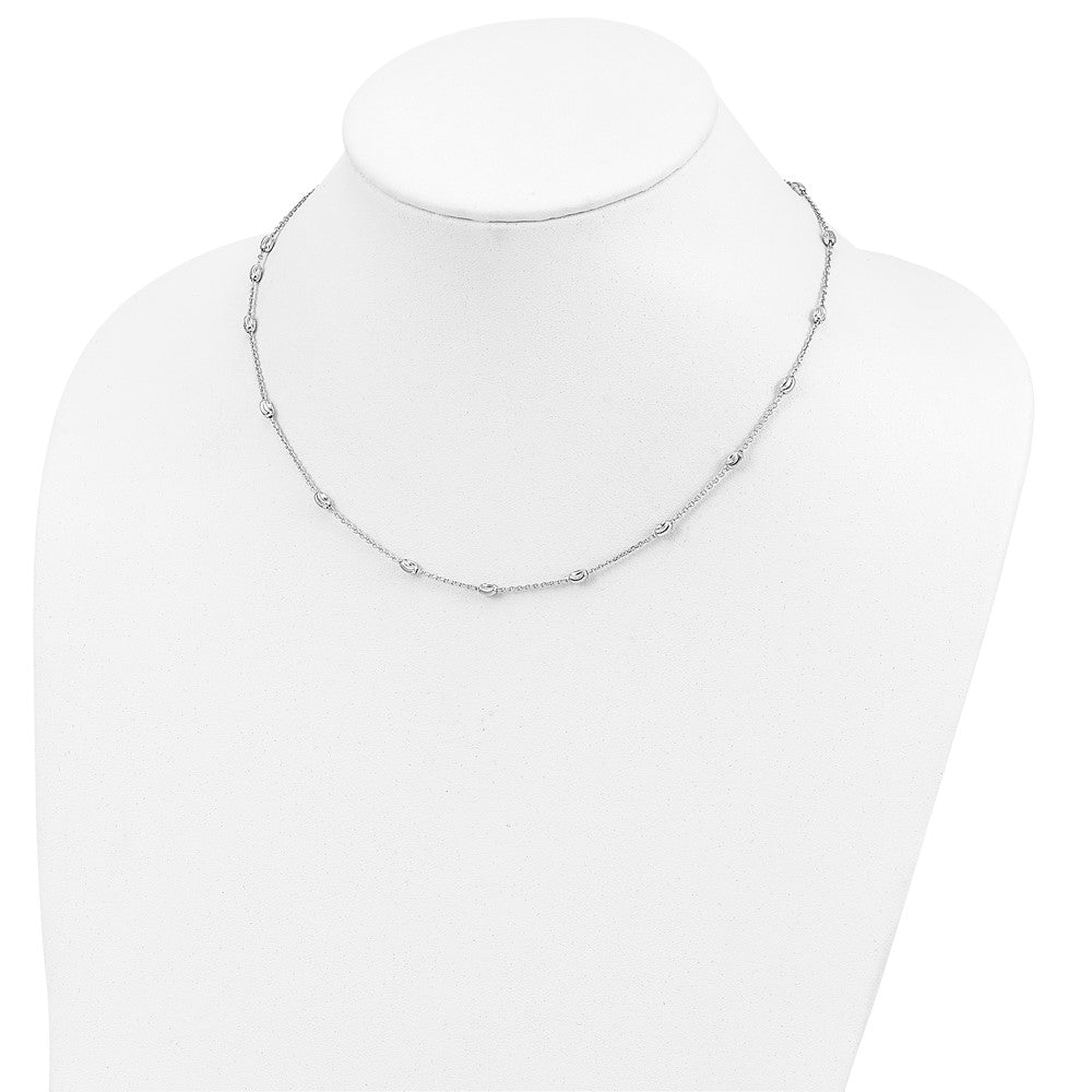 Sterlingsilber Rhodiniert Diamantiert Gekugelt Halskette