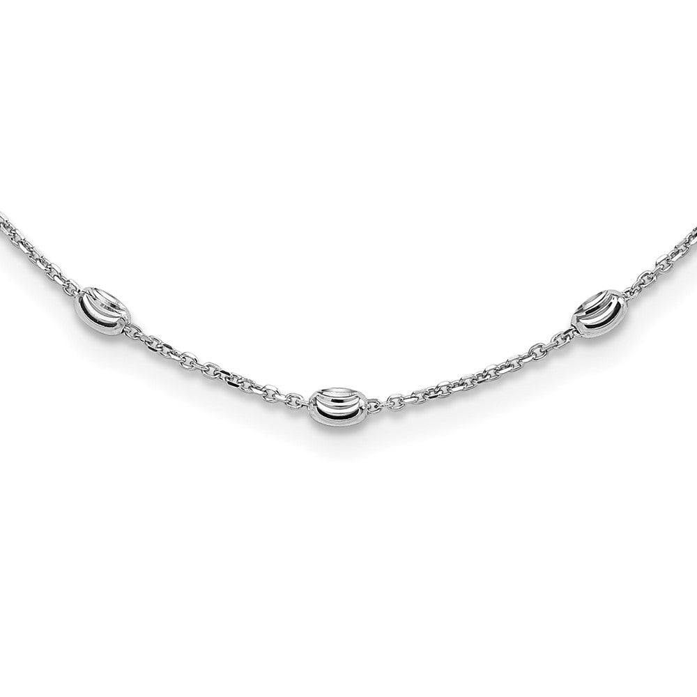 Sterlingsilber Rhodiniert Diamantiert Gekugelt Halskette