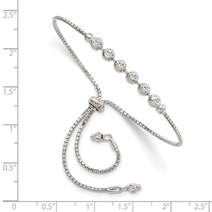 10 Zoll Sterlingsilber Rhodiniert Diamantiert Gekugelt Verstellbar Armband