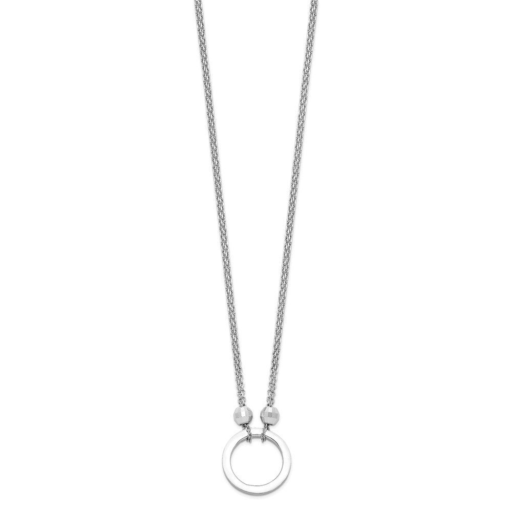 Sterlingsilber Rhodiniert Kreis mit Diamantiert Perlen Halskette
