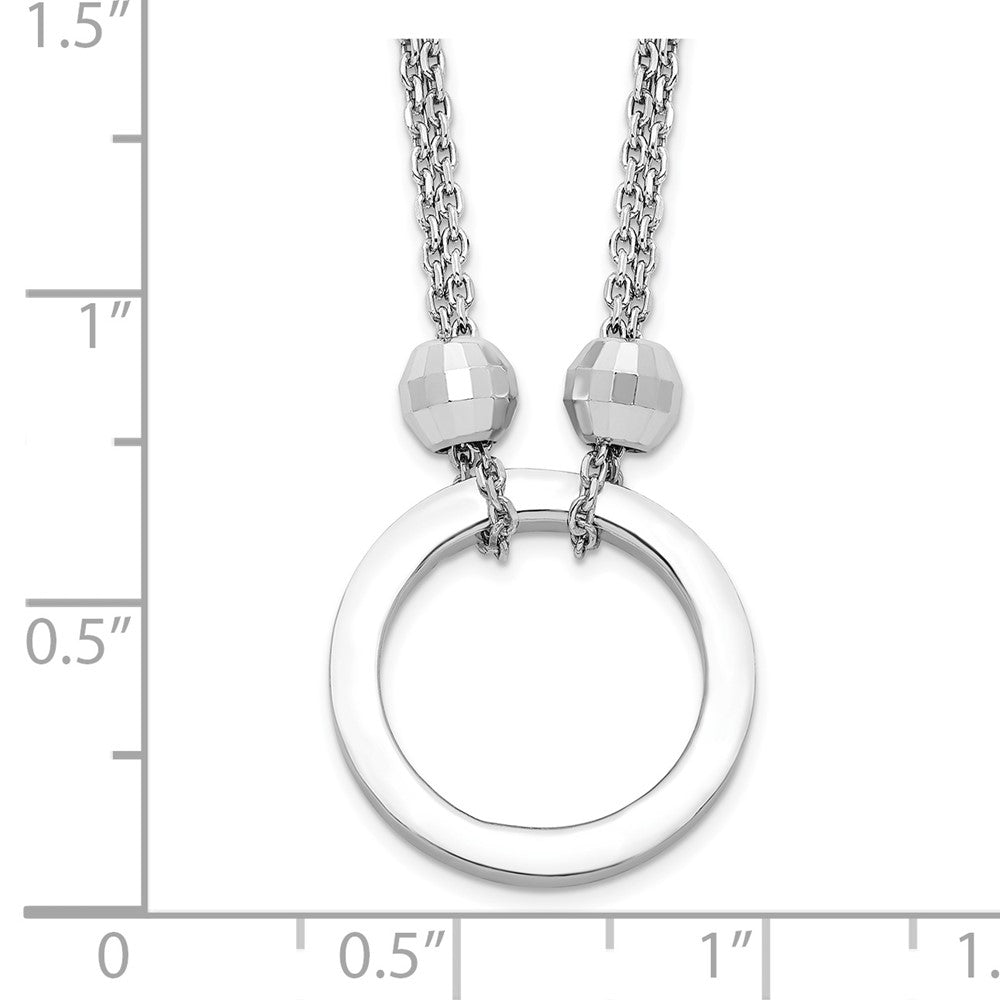 Sterlingsilber Rhodiniert Kreis mit Diamantiert Perlen Halskette