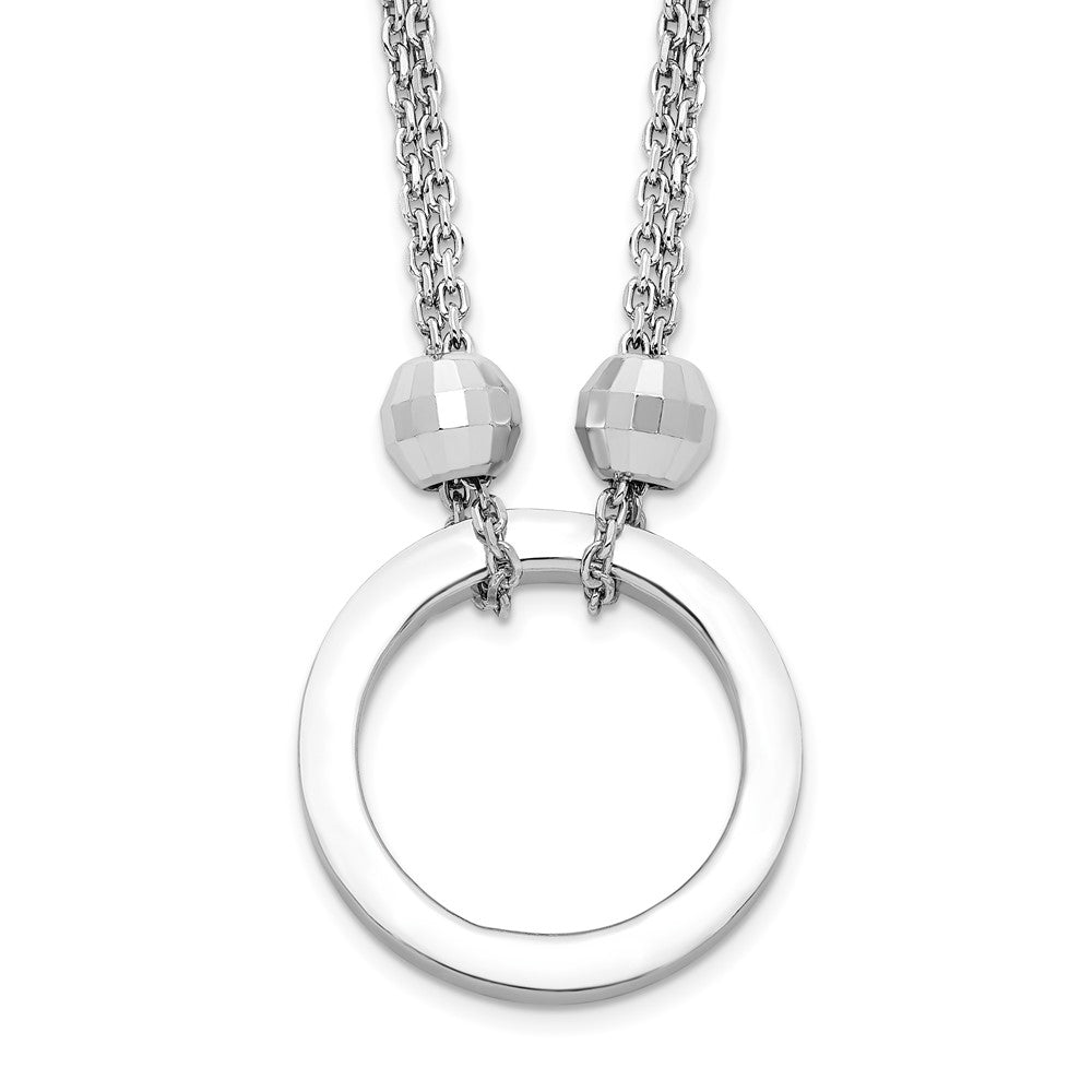 Sterlingsilber Rhodiniert Kreis mit Diamantiert Perlen Halskette