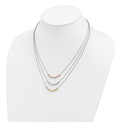 Sterlingsilber Rhodiniert Diamantiert Gold/roséfarben 3 Strang Halskette