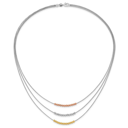 Sterlingsilber Rhodiniert Diamantiert Gold/roséfarben 3 Strang Halskette