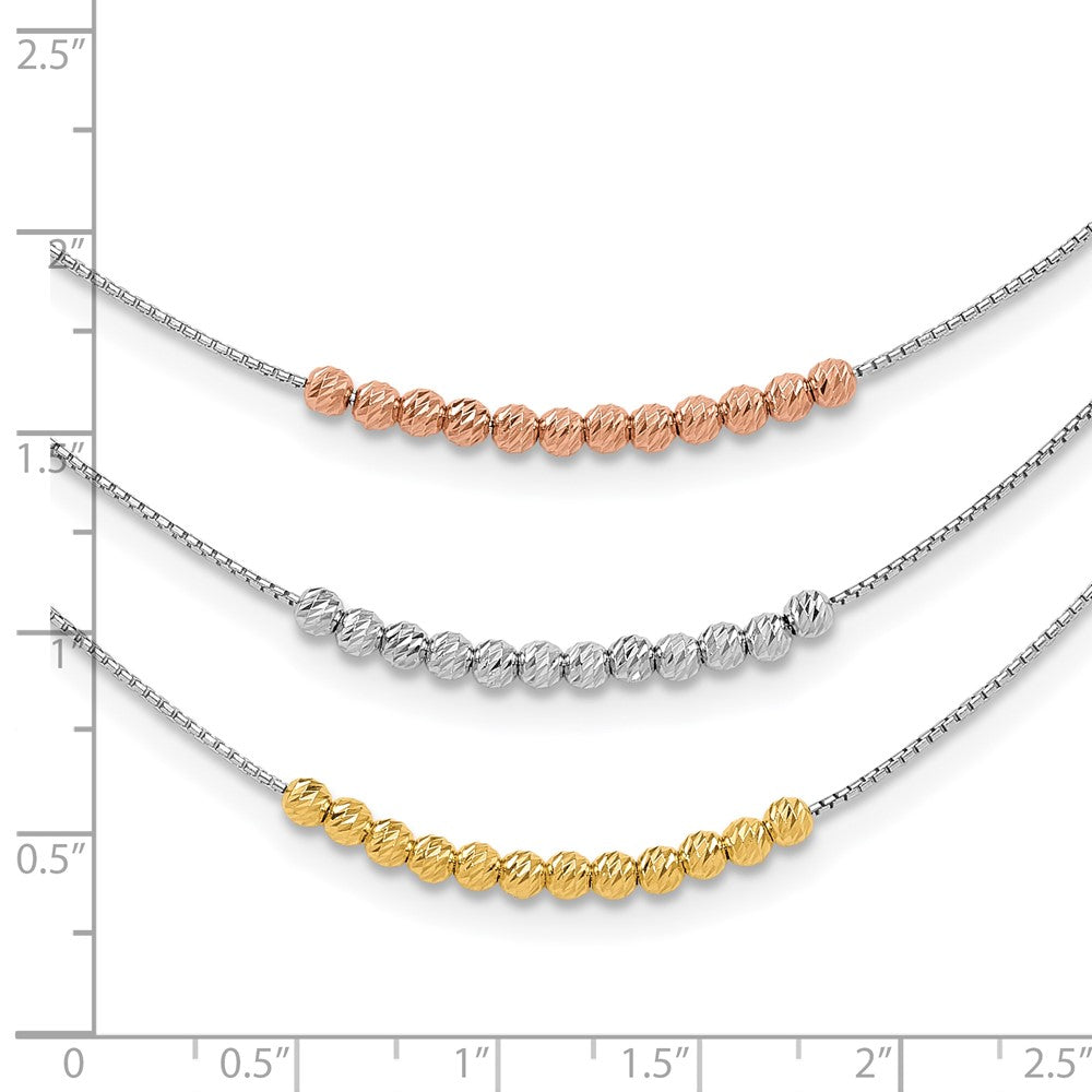 Sterlingsilber Rhodiniert Diamantiert Gold/roséfarben 3 Strang Halskette