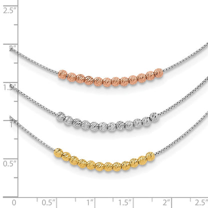 Sterlingsilber Rhodiniert Diamantiert Gold/roséfarben 3 Strang Halskette