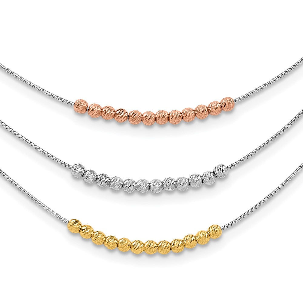 Sterlingsilber Rhodiniert Diamantiert Gold/roséfarben 3 Strang Halskette