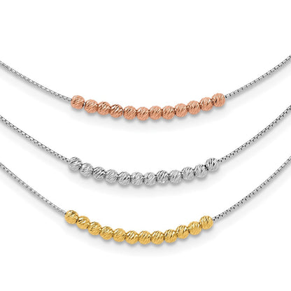Sterlingsilber Rhodiniert Diamantiert Gold/roséfarben 3 Strang Halskette