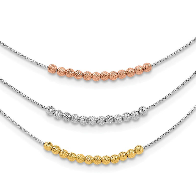 Sterlingsilber Rhodiniert Diamantiert Gold/roséfarben 3 Strang Halskette