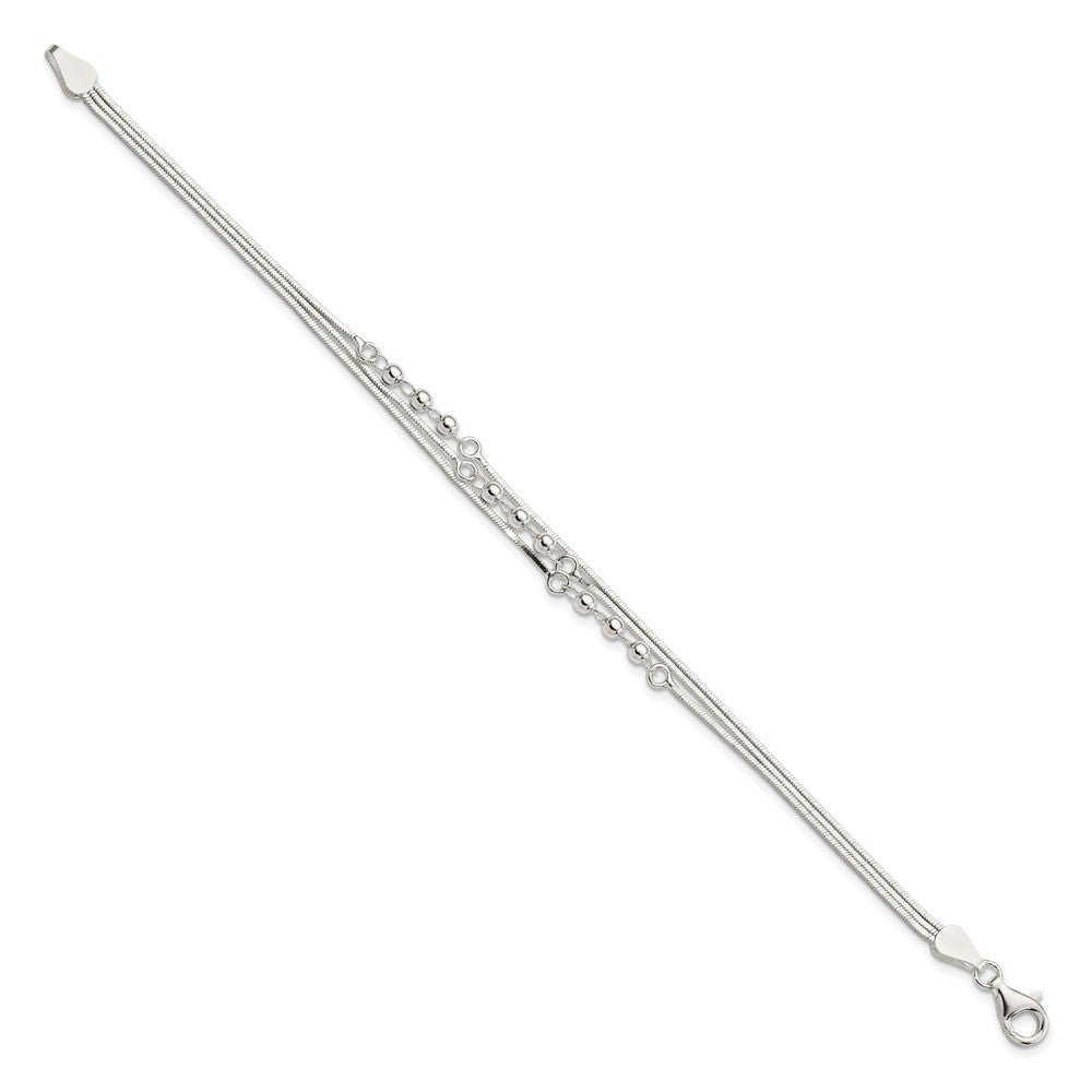 7.5 Zoll Sterlingsilber Poliert 3-strand 7.5 Zoll Armband