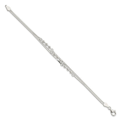 7.5 Zoll Sterlingsilber Poliert 3-strand 7.5 Zoll Armband