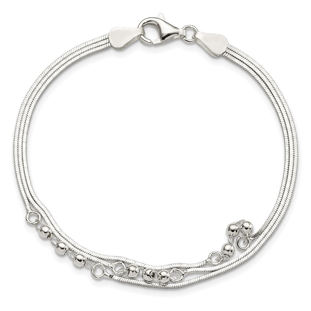 7.5 Zoll Sterlingsilber Poliert 3-strand 7.5 Zoll Armband
