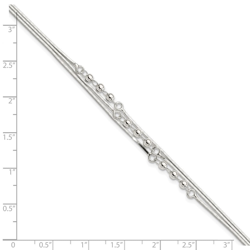7.5 Zoll Sterlingsilber Poliert 3-strand 7.5 Zoll Armband