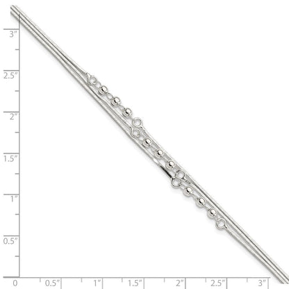 7.5 Zoll Sterlingsilber Poliert 3-strand 7.5 Zoll Armband