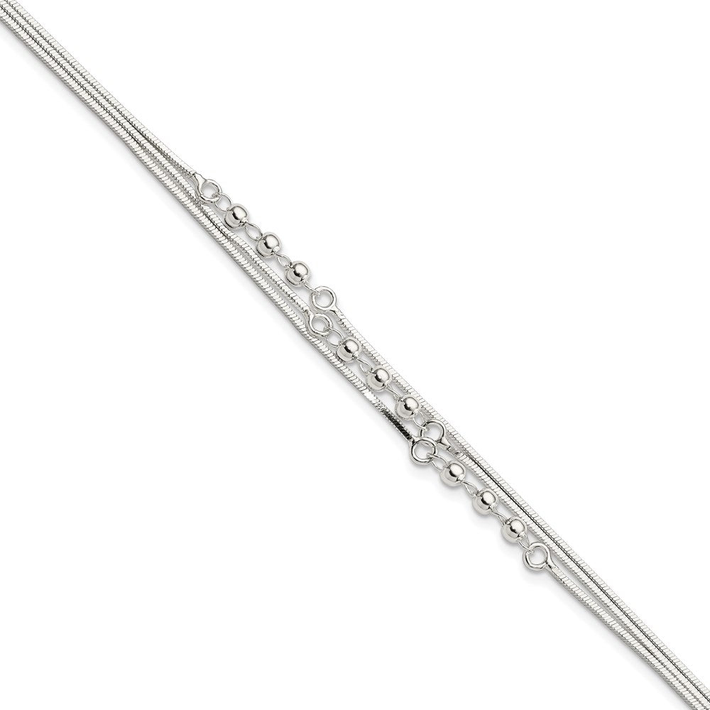 7.5 Zoll Sterlingsilber Poliert 3-strand 7.5 Zoll Armband