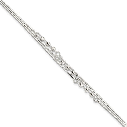 7.5 Zoll Sterlingsilber Poliert 3-strand 7.5 Zoll Armband