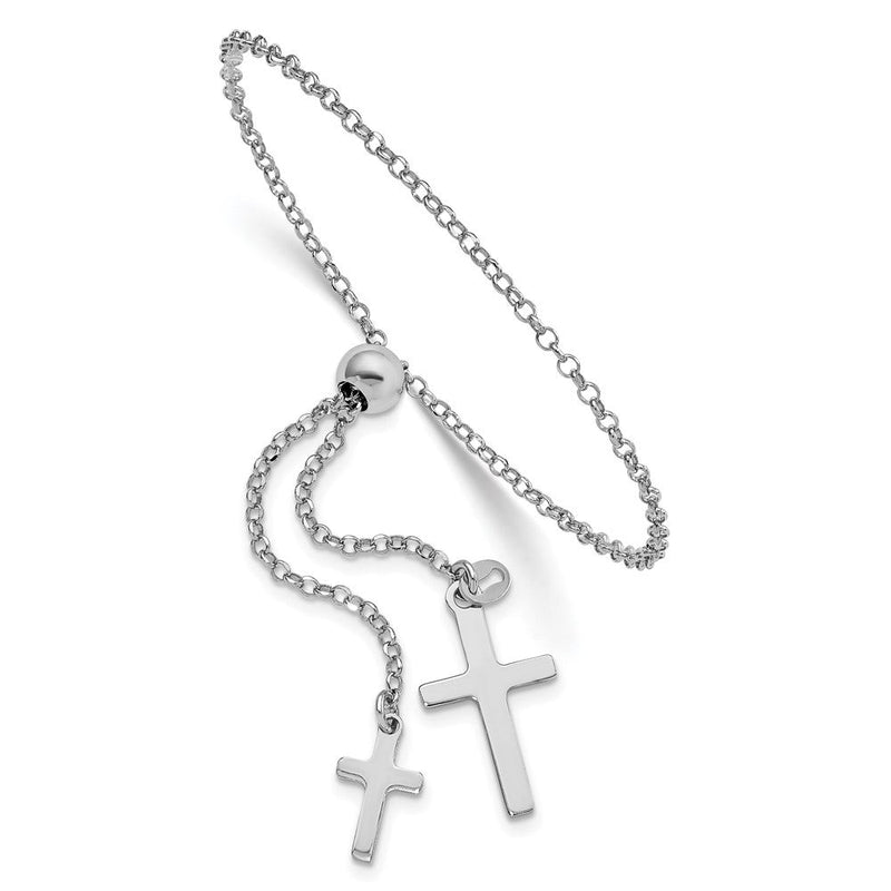 9 Zoll Sterlingsilber Rhodiniert Kreuz Verstellbar 5 Zoll To 8.75 Zoll Armband