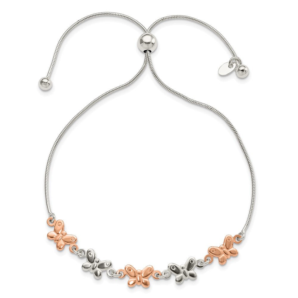 Sterlingsilber mit Roséfarben Schmetterling Verstellbar Armband