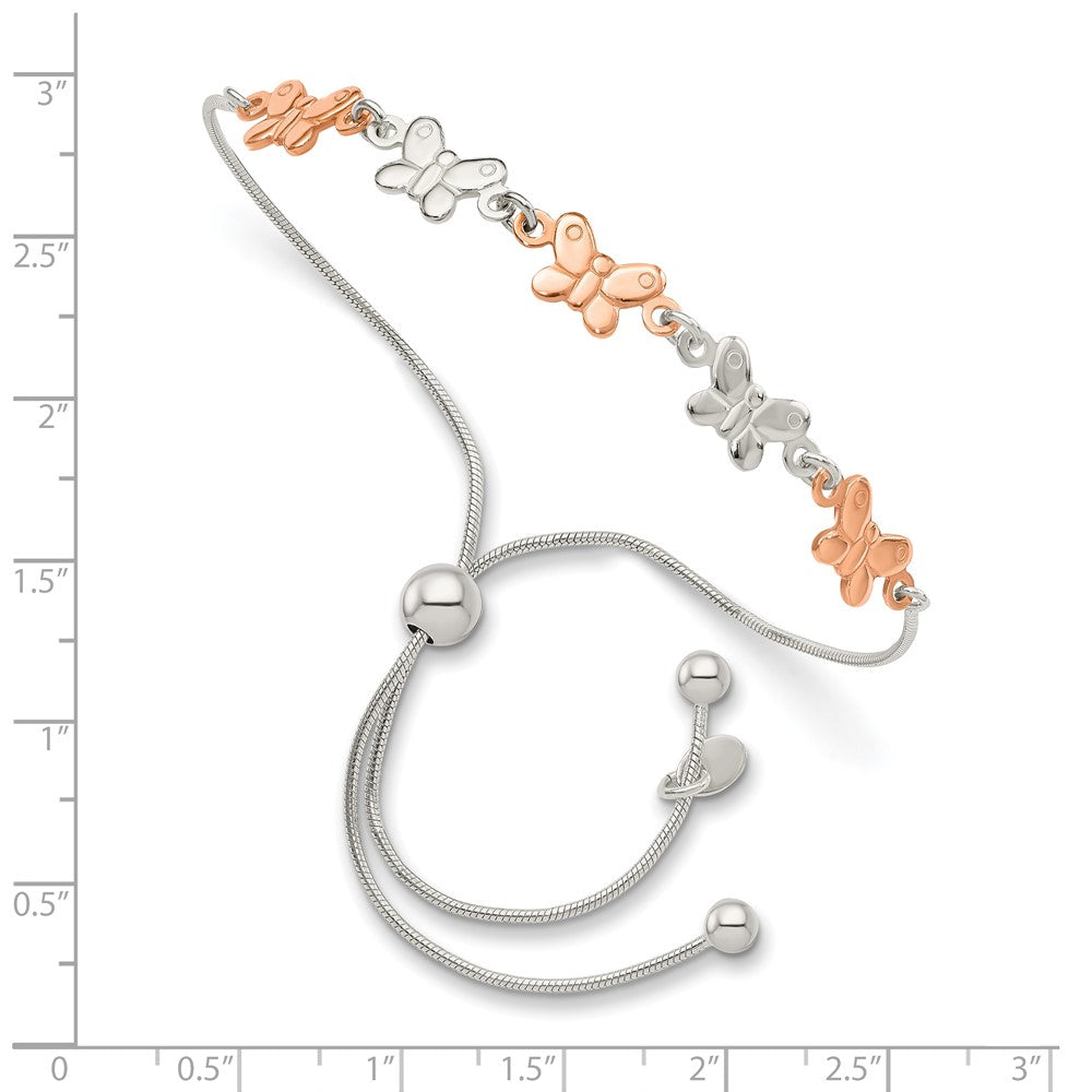 Sterlingsilber mit Roséfarben Schmetterling Verstellbar Armband