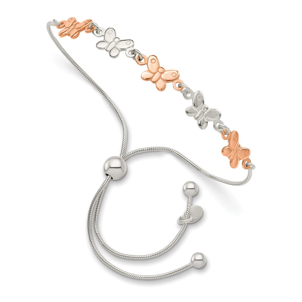 Sterlingsilber mit Roséfarben Schmetterling Verstellbar Armband