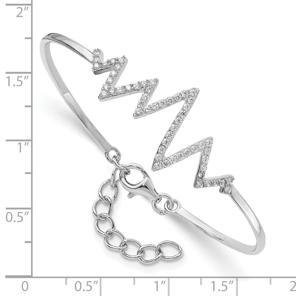 Sterlingsilber Rhodiniert Zirkonia Heartbeat Armreif