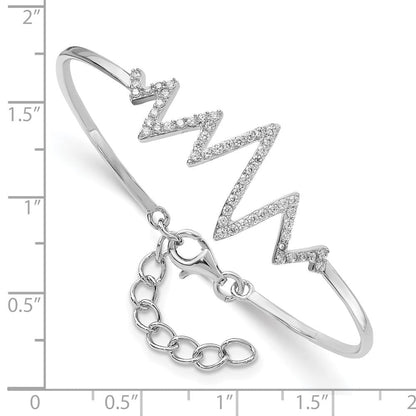 Sterlingsilber Rhodiniert Zirkonia Heartbeat Armreif