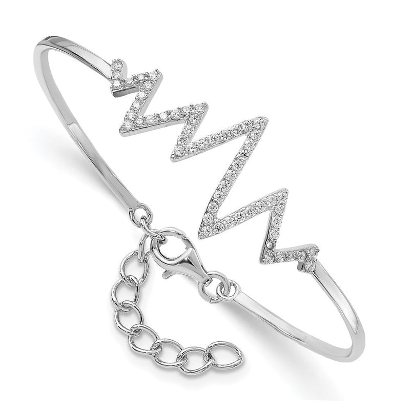 Sterlingsilber Rhodiniert Zirkonia Heartbeat Armreif