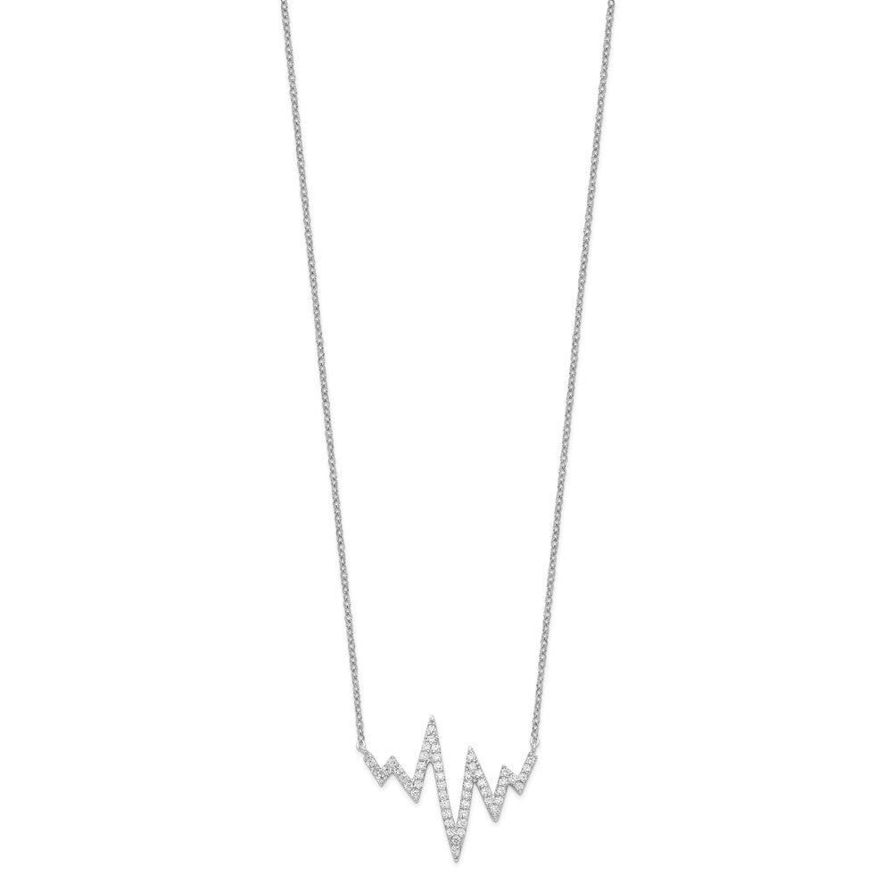 Sterlingsilber Rhodiniert Zirkonia Heartbeat Halskette