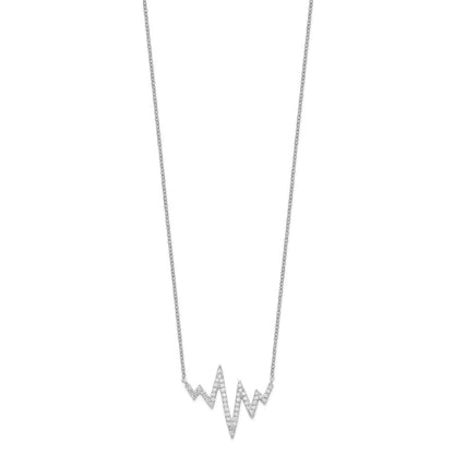 Sterlingsilber Rhodiniert Zirkonia Heartbeat Halskette