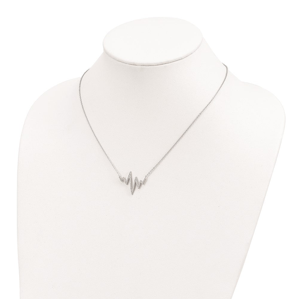 Sterlingsilber Rhodiniert Zirkonia Heartbeat Halskette