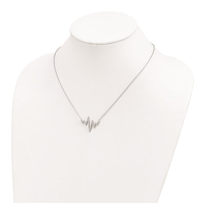 Sterlingsilber Rhodiniert Zirkonia Heartbeat Halskette