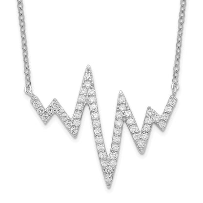 Sterlingsilber Rhodiniert Zirkonia Heartbeat Halskette