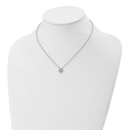 Sterlingsilber Rhodiniert Zirkonia Stern mit 2 Zoll Verlängerung. Halskette