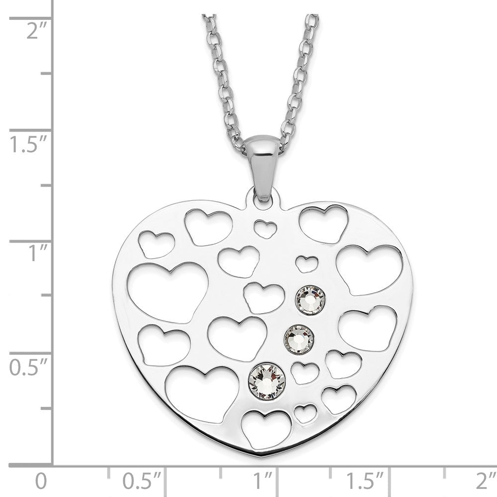 Sterlingsilber Poliert Zirkonia Herz Halskette
