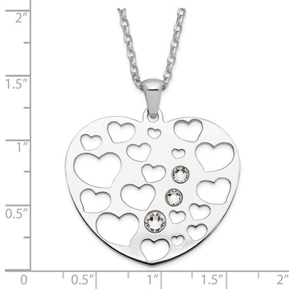 Sterlingsilber Poliert Zirkonia Herz Halskette