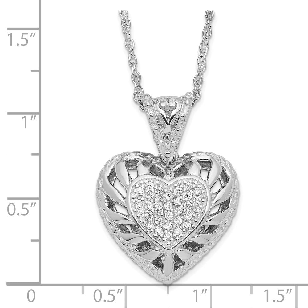 Sterlingsilber Poliert Zirkonia Herz Halskette