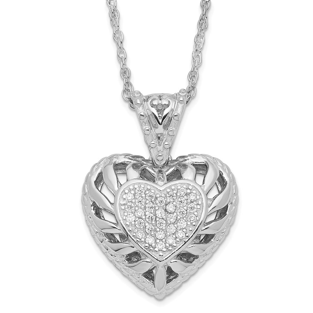 Sterlingsilber Poliert Zirkonia Herz Halskette