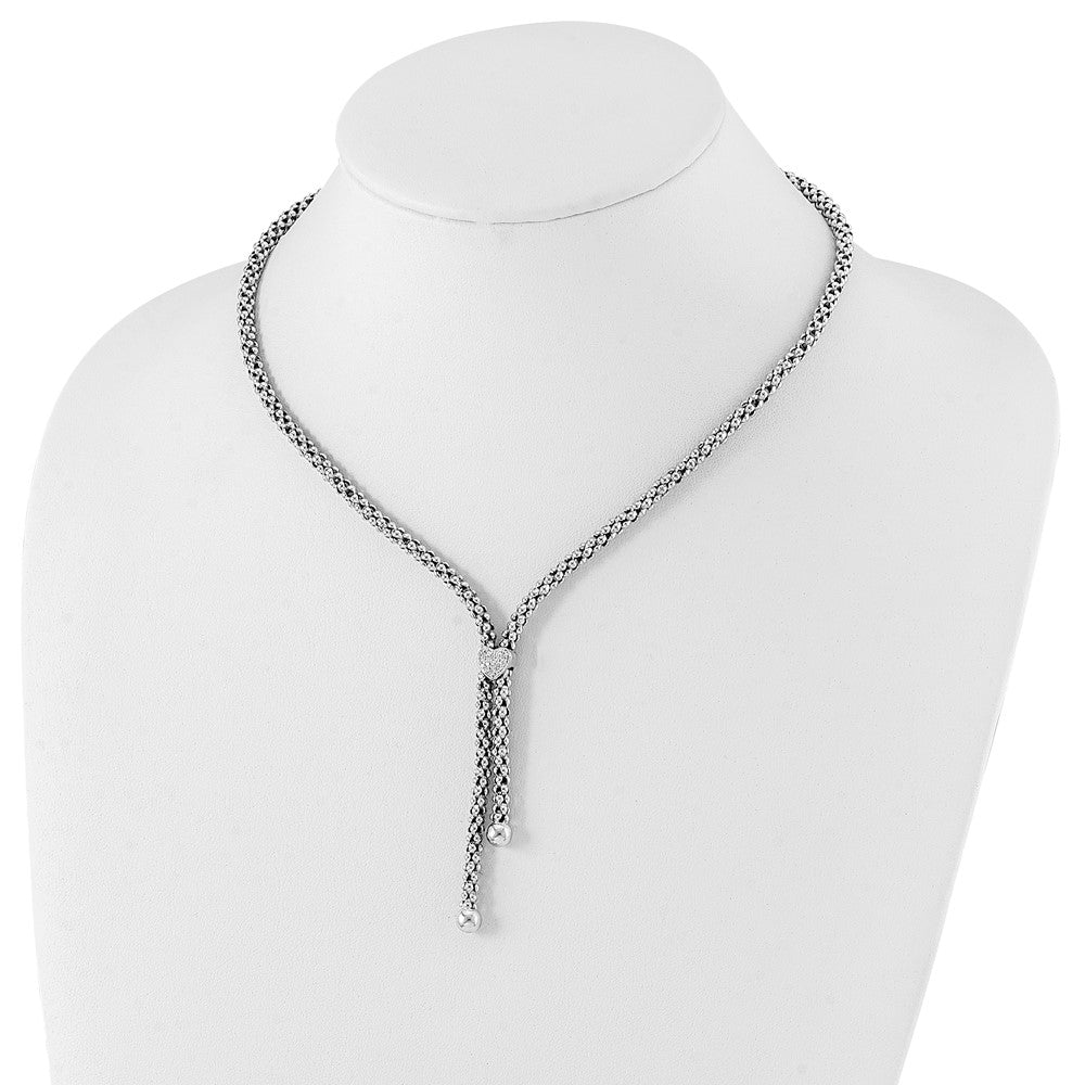 Sterlingsilber Rhodiniert Zirkonia Herz Hängend Halskette
