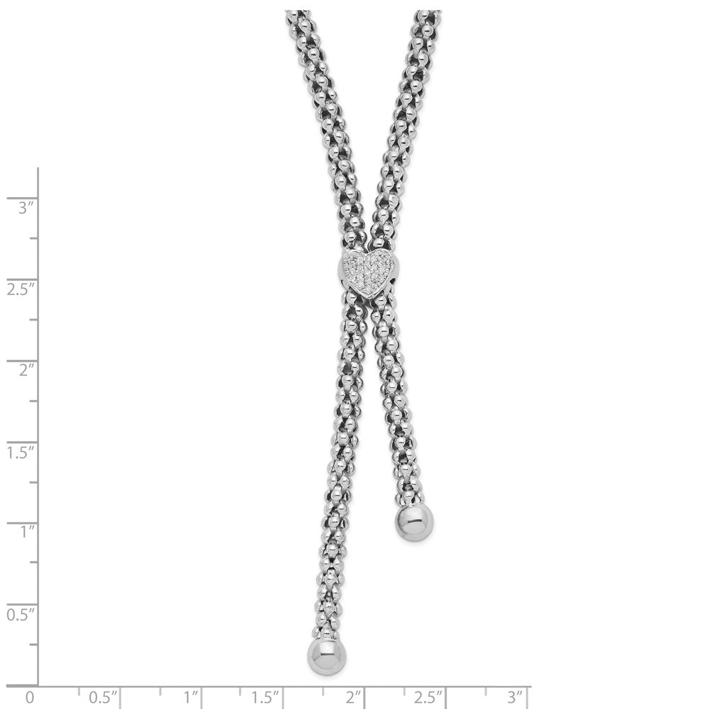 Sterlingsilber Rhodiniert Zirkonia Herz Hängend Halskette