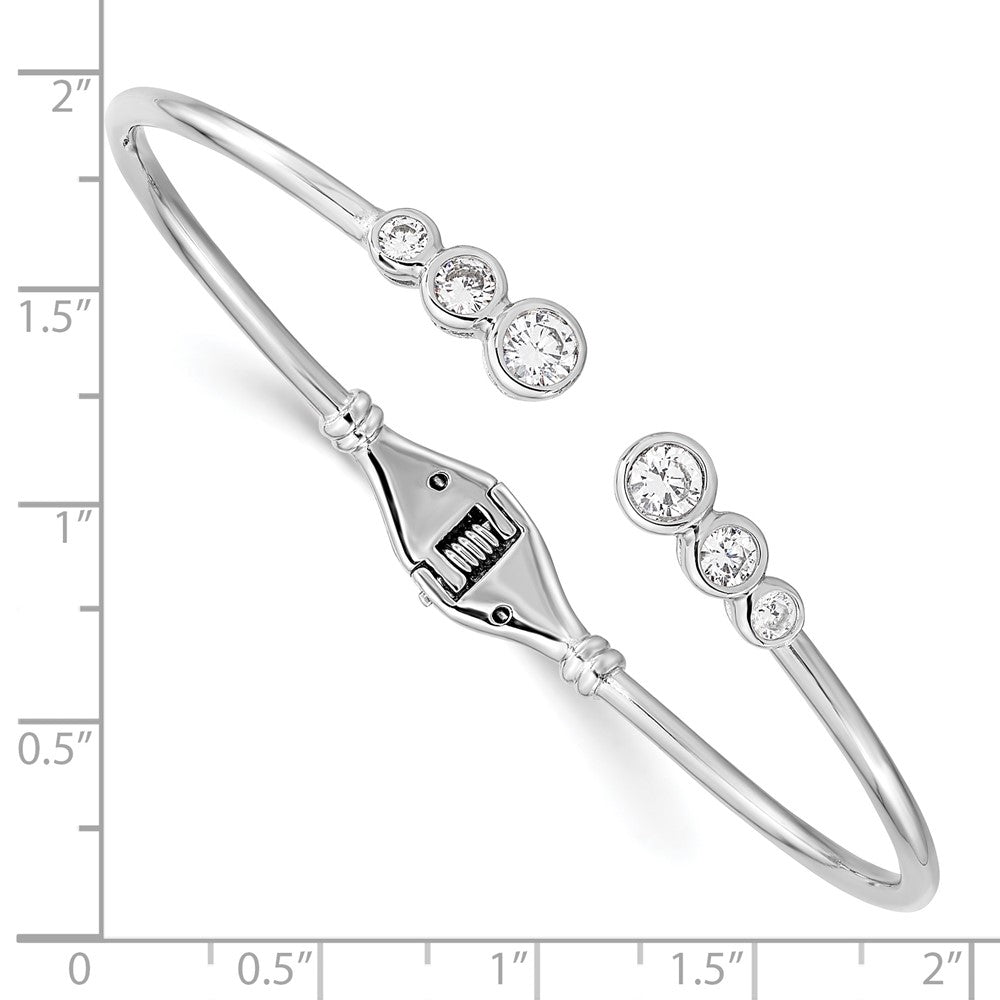 Sterlingsilber Rhodiniert Zirkonia Klappbar Armreif Manschette Armband