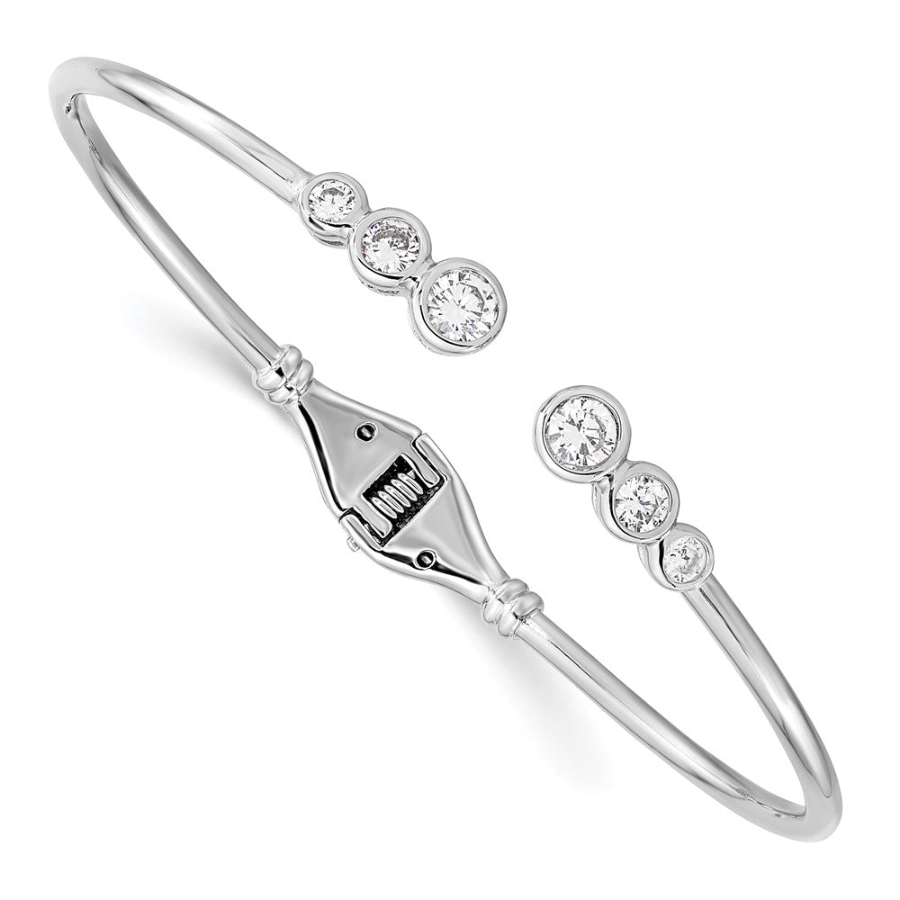Sterlingsilber Rhodiniert Zirkonia Klappbar Armreif Manschette Armband
