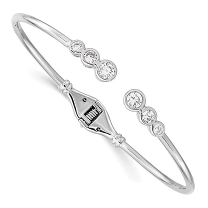 Sterlingsilber Rhodiniert Zirkonia Klappbar Armreif Manschette Armband