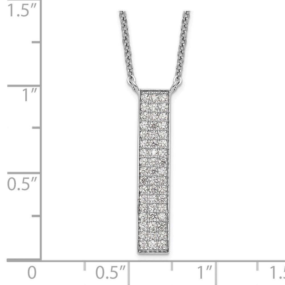 Sterlingsilber Rhodiniert Zirkonia Hängend Stab Halskette