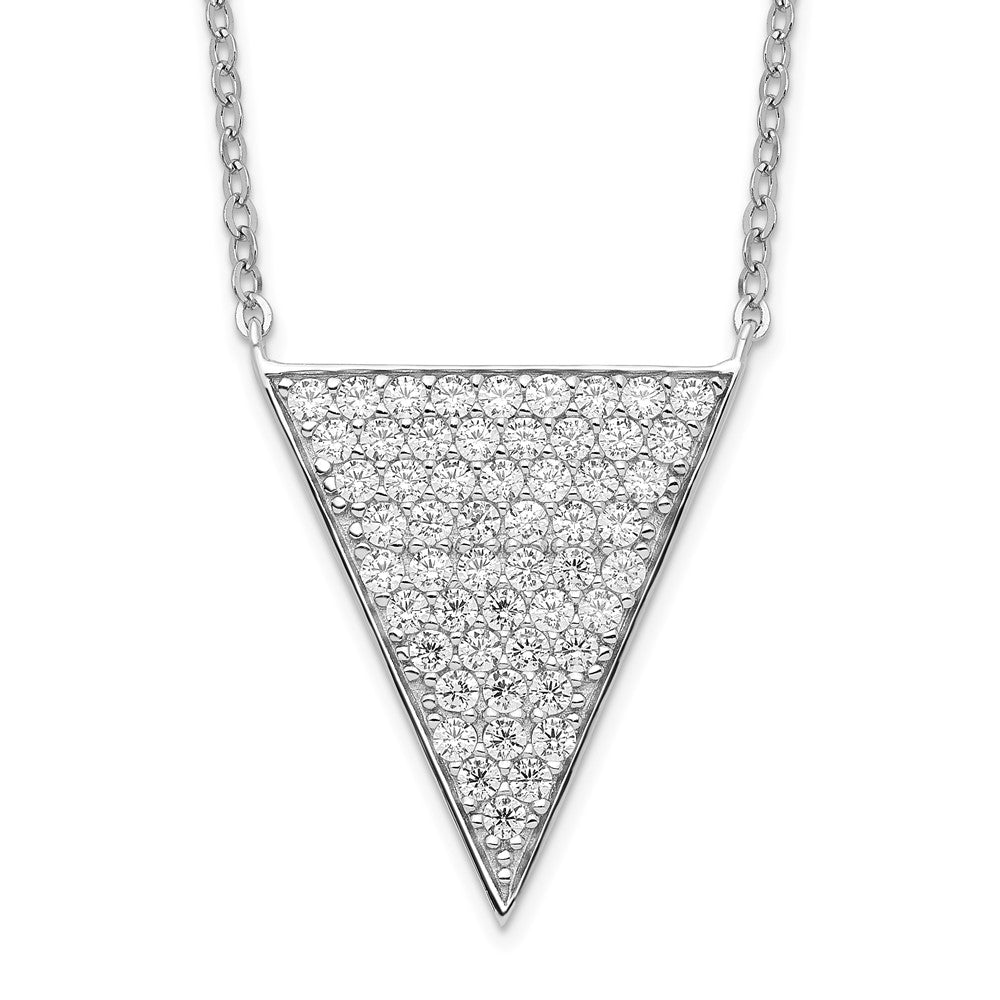 Sterlingsilber Rhodiniert Zirkonia Dreieck Hängend Halskette