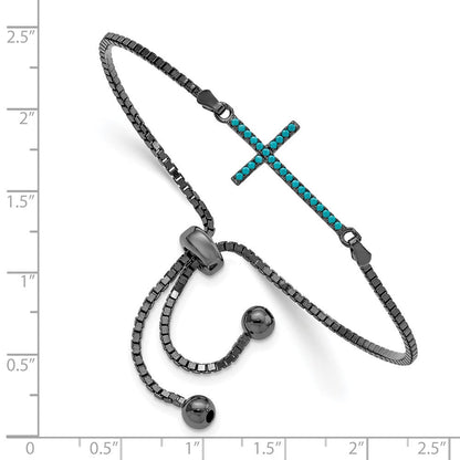 Sterlingsilber Schwarz-rhodium Dyed Howlite Kreuz Adjust. Armband